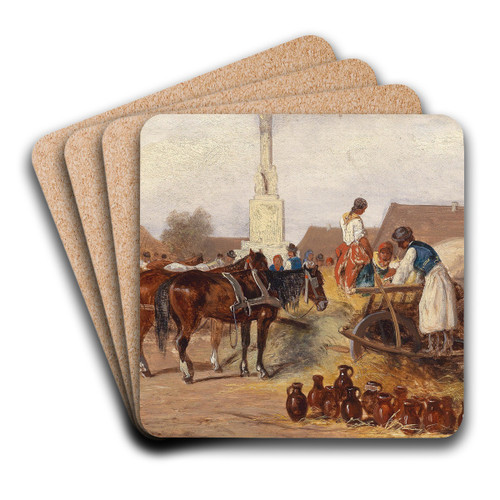 Am Tpfermarkt by Alfred Steinacker Art Drink Coaster set