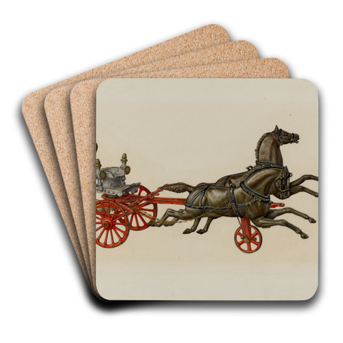 Toy Fire Engine by Charles Henning Art Drink Coaster set