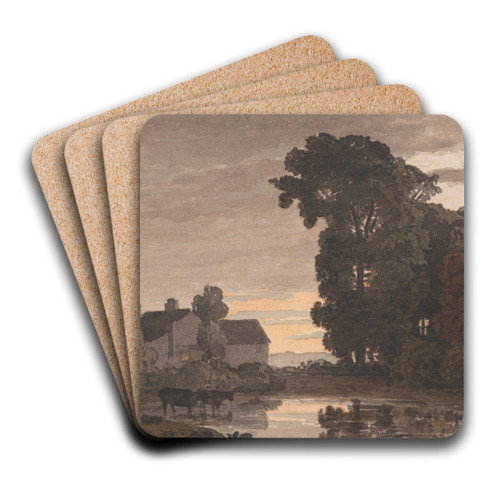 The Pool at Evening by George Barret Jr. Art Drink Coaster set The Pool at Evening by George Barret Jr. Art Drink Coaster set