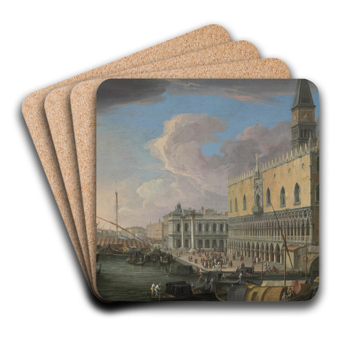 View of the Molo, Venice, looking West by Luca Carlevarijs Art Drink Coaster set