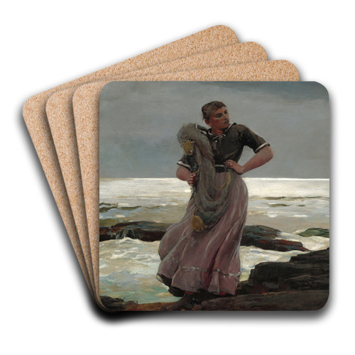 A Light on the Sea by Winslow Homer Art Drink Coaster set