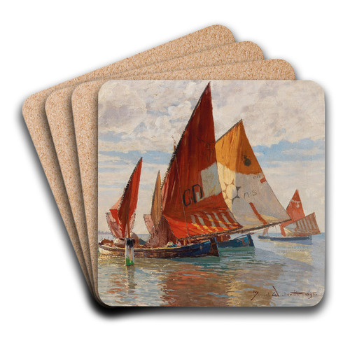 Fishermen In The Venetian Lagoon by Manuel Wielandt Art Drink Coaster set