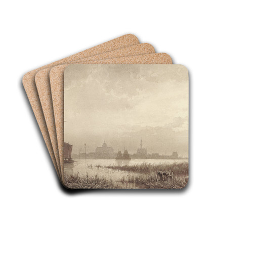 Gezicht op Veere by Petrus Franciscus Greive Drink Coasters - set of 4