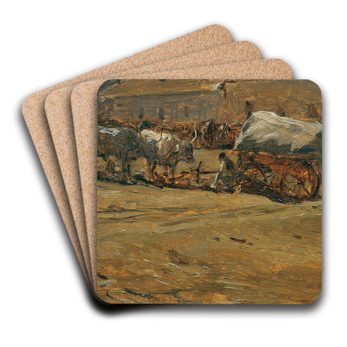 Ungarische Ochsengespanne by August von Pettenkofen Art Drink Coaster set