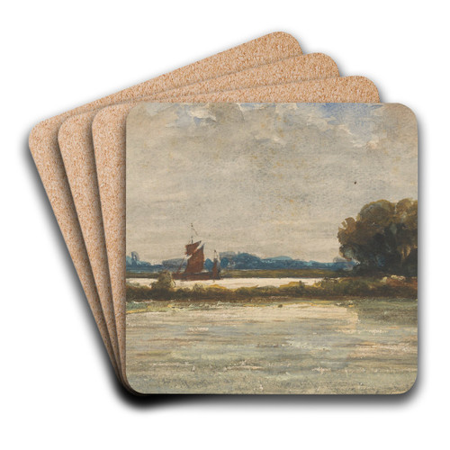 Riviergezicht bij Sliedrecht met zeilschip by Johannes Gijsbert Vogel Art Drink Coaster set Riviergezicht bij Sliedrecht met zeilschip by Johannes Gijsbert Vogel Art Drink Coaster set