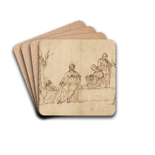 The Madonna and Child with Saints in a Landscape (Sacra Conversazione) by Vittore Carpaccio Drink Coasters - set of 4