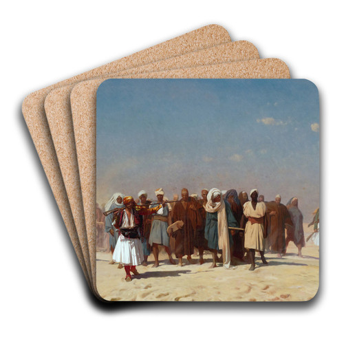 Egyptian Recruits Crossing The Desert by Jean-Lon Grme Art Drink Coaster set