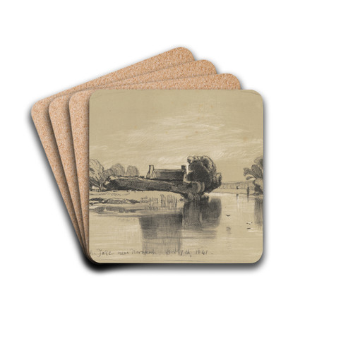 The Red House on the Lake near Norwich Oct. 7th, 1841 by Miles Edmund Cotman Drink Coasters - set of 4 The Red House on the Lake near Norwich Oct. 7th, 1841 by Miles Edmund Cotman Drink Coasters - set of 4