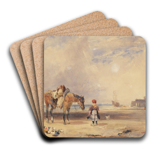The beach at Ostend by Samuel Austin Art Drink Coaster set