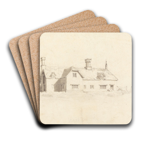 View of a House by Cornelius Varley Art Drink Coaster set