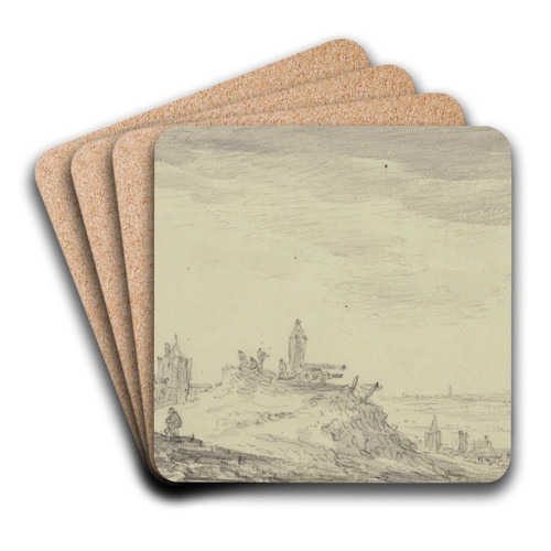 Befestigung, bei einem Kundeturm zwei Kanonen und ein Schilderhaus by Jan van Goyen Art Drink Coaster set