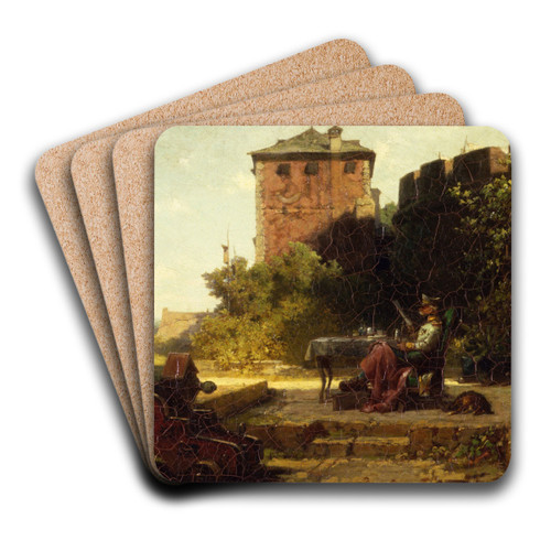 The old Fortress Commandant by Carl Spitzweg Art Drink Coaster set