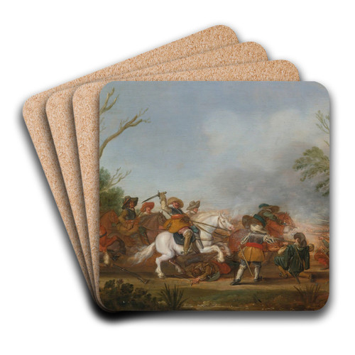 A military engagement by Palamedes Palamedesz Art Drink Coaster set
