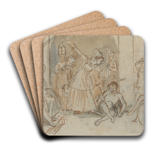 The Rustics Perform from 'A Midsummer Night's Dream' by John Massey Wright Art Drink Coaster set