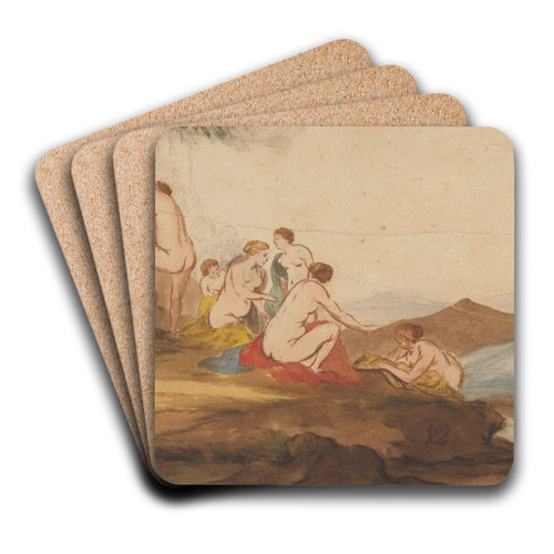 Badende vrouwen in een landschap by Dirck van der Lisse Art Drink Coaster set Badende vrouwen in een landschap by Dirck van der Lisse Art Drink Coaster set
