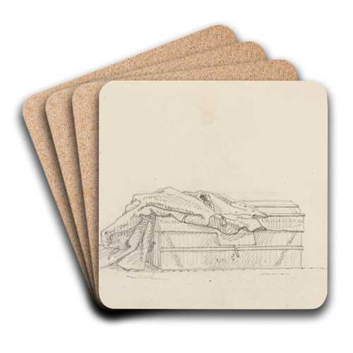 Studie af en kuffert og en kappe by Martinus Rrbye Art Drink Coaster set