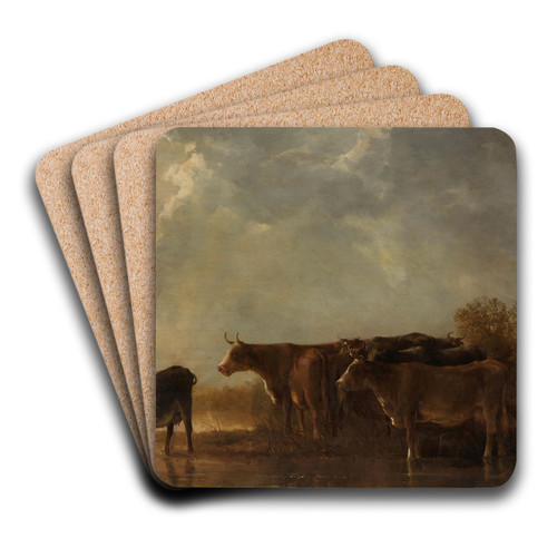 River Landscape with Cows by Aelbert Cuyp Art Drink Coaster set