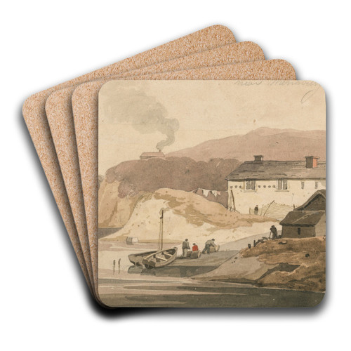 Menabilly boathouse, near Fowey, Cornwall by Samuel Prout Art Drink Coaster set