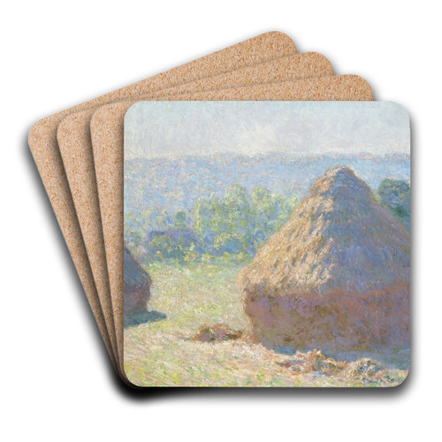 Haystacks, end of Summer by Claude Monet Art Drink Coaster set