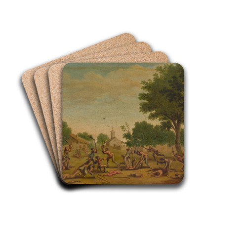 Village Fight by Jacques Callot Drink Coasters - set of 4