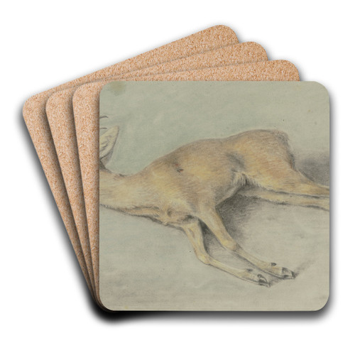 Zur Strecke gebrachter Rehbock by Carl Kuntz Art Drink Coaster set