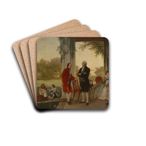 Washington and Lafayette at Mount Vernon, 1784 (The Home of Washington after the War) by Thomas Prichard Rossiter Drink Coasters - set of 4 Washington and Lafayette at Mount Vernon, 1784 (The Home of Washington after the War) by Thomas Prichard Rossiter Drink Coasters - set of 4