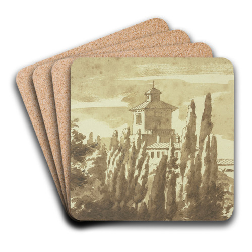 Ansicht des Palastes zu Palestrina by Jacob van der Ulft Art Drink Coaster set