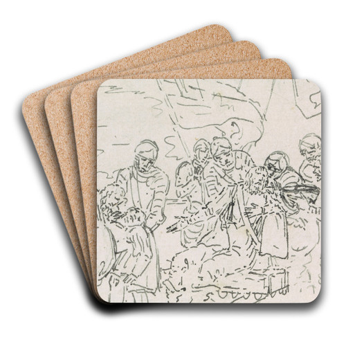 Study for the Death of a Knight by Benjamin West Art Drink Coaster set