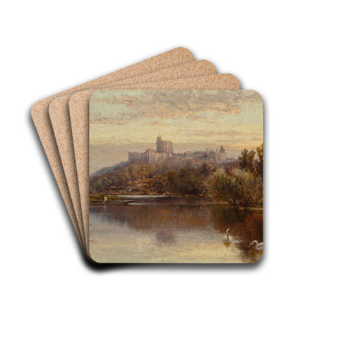 A view of Windsor Castle by Alfred Augustus Glendening Drink Coasters - set of 4 A view of Windsor Castle by Alfred Augustus Glendening Drink Coasters - set of 4