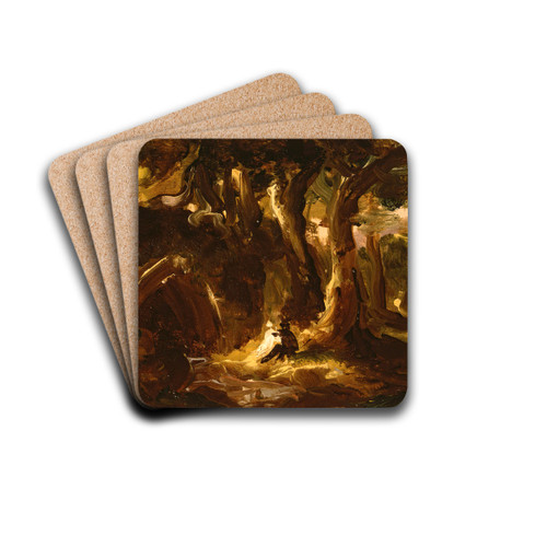 Wooded Landscape with Figures by Thomas Cole Drink Coasters - set of 4