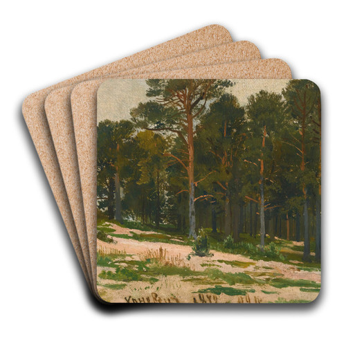Pine Forest by Ivan Ivanovich Shishkin Art Drink Coaster set Pine Forest by Ivan Ivanovich Shishkin Art Drink Coaster set