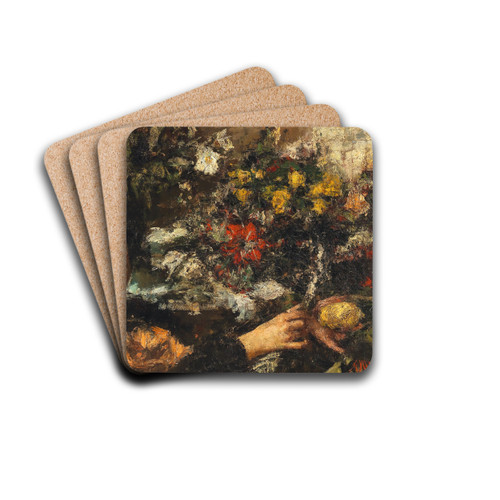 The Flower Seller by Antonio Mancini Drink Coasters - set of 4