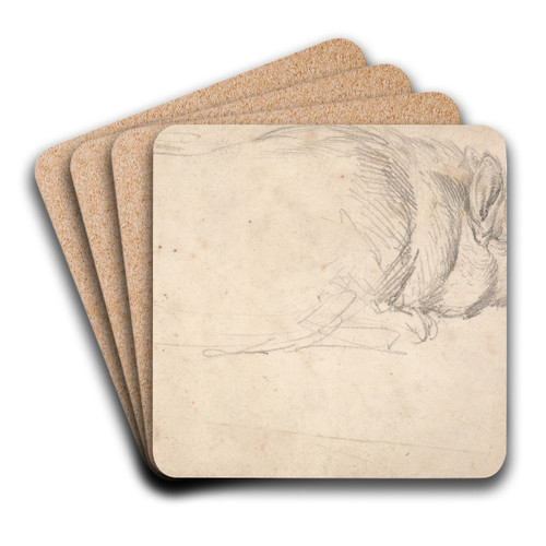 A Hog, Sleeping by James Ward Art Drink Coaster set A Hog, Sleeping by James Ward Art Drink Coaster set