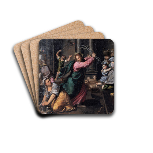 Driving of the merchants from the temple by Scarsellino Drink Coasters - set of 4