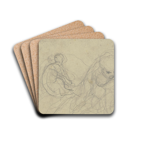 Stehender mnnlicher Akt, sitzende Frau, kauernder weiblicher Halbakt by Victor Mller Drink Coasters - set of 4