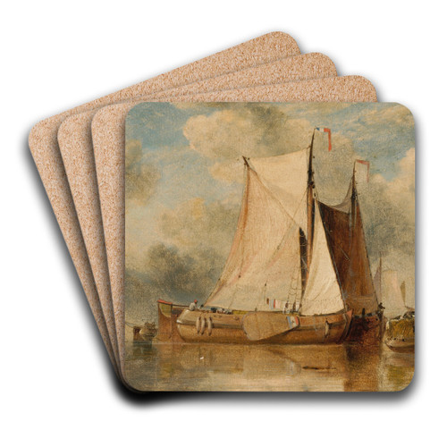 Dutch sailing boats on the Zuyder Zee with a distant windmill by Edward William Cooke Art Drink Coaster set Dutch sailing boats on the Zuyder Zee with a distant windmill by Edward William Cooke Art Drink Coaster set