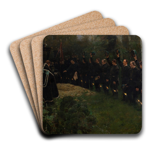 Miner's Funeral by Piotr Stachiewicz Art Drink Coaster set