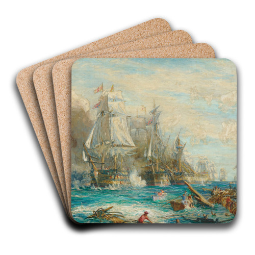 Study for 'The Battle of Trafalgar, 21 October 1805' by William Lionel Wyllie Art Drink Coaster set Study for 'The Battle of Trafalgar, 21 October 1805' by William Lionel Wyllie Art Drink Coaster set