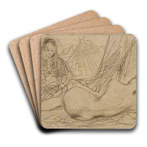 Les Orientales. La Captive by Eugne Devria Art Drink Coaster set Les Orientales. La Captive by Eugne Devria Art Drink Coaster set
