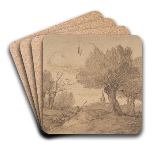 Landscape with a Shepherd and His Flock by Jan Lievens Art Drink Coaster set