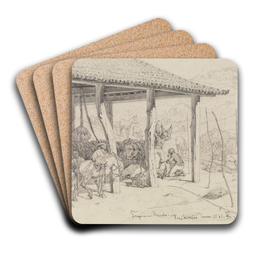 Viehhndler auf der Ranch by Ferdinand Keller Art Drink Coaster set