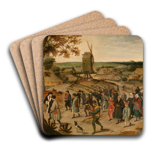 A Wedding Procession by Pieter Brueghel The Younger Art Drink Coaster set
