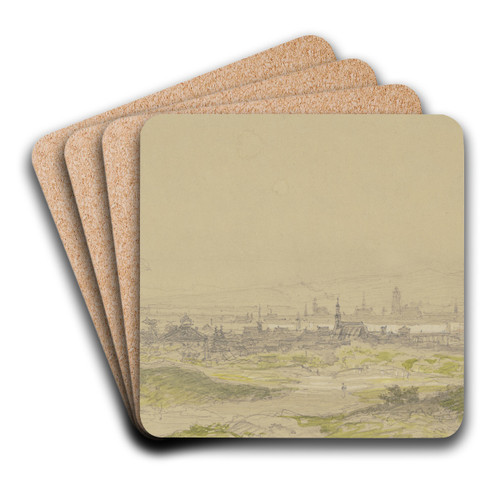Frankfurt am Main vom vom Wendelsweg in Sachsenhausen aus gesehen by Carl Morgenstern Art Drink Coaster set
