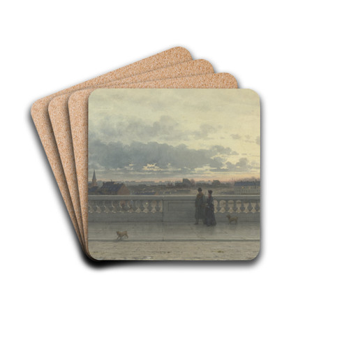 Gezicht vanaf een terras over Brussel, in avondschemering by Willem de Famars Testas Drink Coasters - set of 4