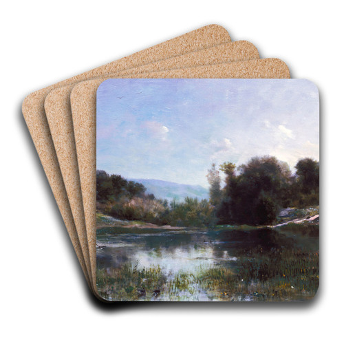 Pond at Gylieu by Charles Franois Daubigny Art Drink Coaster set