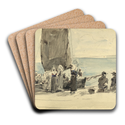 Loading the Boats by Eugne Boudin Art Drink Coaster set