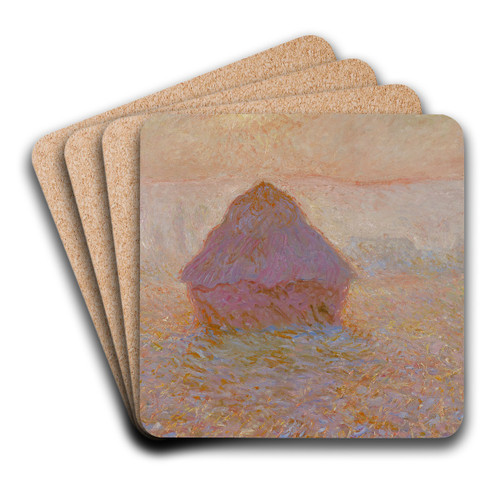 Grainstack-Sun in the Mist by Claude Monet Art Drink Coaster set