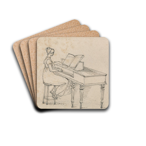 Woman at a Square Piano by Benjamin West Drink Coasters - set of 4