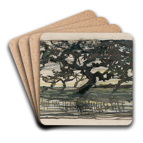 Bomen aan een plas by Frans Smissaert Art Drink Coaster set
