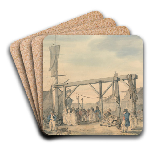 The Arrival of a Hoy at Margate by Philip James de Loutherbourg Art Drink Coaster set The Arrival of a Hoy at Margate by Philip James de Loutherbourg Art Drink Coaster set